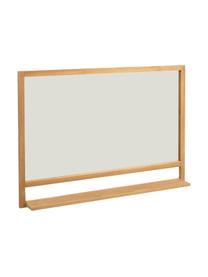 Specchio da parete con cornice e mensola in legno di teak Taciana, Superficie dello specchio: lastra di vetro, Legno di teak, Larg. 100 x Alt. 70 cm