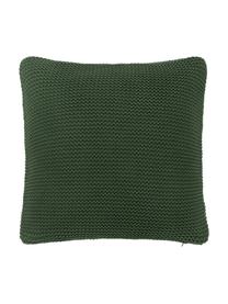 Federa arredo a maglia in cotone biologico verde scuro Adalyn, 100% cotone biologico, certificato GOTS, Verde scuro, Larg. 40 x Lung. 40 cm