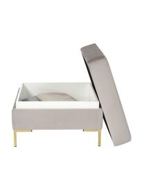 Tabouret de canapé en velours avec coffre Luna, Velours beige, larg. 77 x haut. 49 cm