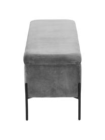Panca contenitore imbottita in velluto Harper, Rivestimento: velluto Con 20.000 cicli , Velluto grigio, nero, Larg. 140 x Alt. 45 cm