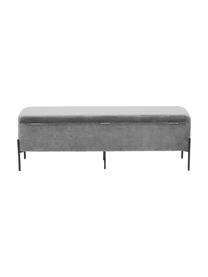 Panca contenitore imbottita in velluto Harper, Rivestimento: velluto Con 20.000 cicli , Velluto grigio, nero, Larg. 140 x Alt. 45 cm