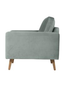 Fluwelen fauteuil Saint in saliekleurig met eikenhouten poten, Bekleding: fluweel (polyester) De ho, Frame: massief eikenhout, spaanp, Fluweel saliekleurig, B 85 x D 76 cm