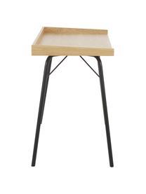 Schreibtisch Rayburn mit Eichenholzfurnier, Tischplatte: Mitteldichte Holzfaserpla, Gestell: Metall, pulverbeschichtet, Eiche, B 115 x T 52 cm