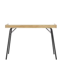 Psací stůl s dubovou dýhou Rayburn, Světlé dřevo, černá, Š 115 cm, H 52 cm