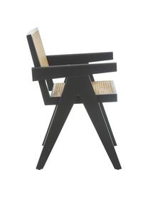 Sedia con braccioli e intreccio viennese Sissi, Struttura: legno massiccio di faggio, Seduta: rattan, Nero, Larg. 52 x Prof. 58 cm