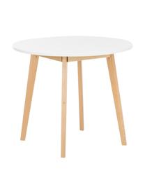 Petite table ronde scandinave Raven, Ø 90 cm, Bois de bouleau, blanc, Ø 90 x haut. 76 cm