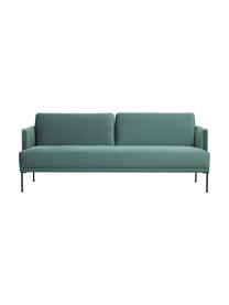 Sofa z aksamitu  z metalowymi nogami Fluente (3-osobowa), Tapicerka: aksamit (wysokiej jakości, Stelaż: lite drewno sosnowe z cer, Nogi: metal malowany proszkowo, Jasnozielony aksamit, S 196 x G 85 cm