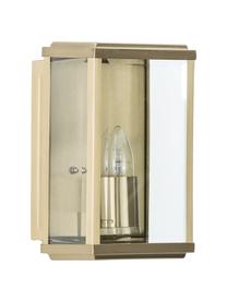 Applique murale d'extérieur style industriel Wally, Acier inoxydable, revêtement par poudre, vitres en verre, Laiton, vieilli, transparent, larg. 16 x haut. 25 cm