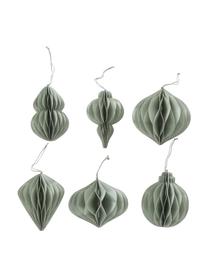Handgefertigtes Deko-Anhänger-Set Sander, 6-tlg., Recyceltes Papier, Grün, Ø 11 x H 12 cm