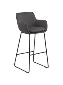 Taburetes altos Lisa, 2 uds., Tapizado: poliéster, Estructura: metal, pintura en polvo, Gris oscuro, negro, An 52 x Al 100 cm