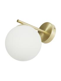 Kinkiet ze szkła opalowego Atlanta, Stelaż: metal szczotkowany, Biały, mosiądz, Ø 15 x W 22 cm