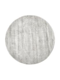 Alfombra redonda artesanal de viscosa Jane, Parte superior: 100% viscosa, Reverso: 100% algodón, Gris claro, beige, Ø 200 cm (Tamaño L)