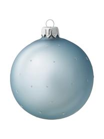 Set palline di Natale in vetro soffiato Snow Ø 8 cm, 6 pz, Vetro, Blu, bianco, argentato, Ø 8 cm