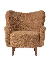 Teddy fauteuil Kalia in karamel kleur, Bekleding: teddyvacht (100% polyeste, Poten: beukenhout, Frame: metaal, Teddy lichtbruin, B 78 x D 80 cm