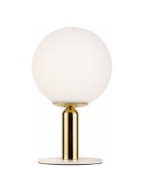 Lampada piccola da tavolo Splendid Pearl, Paralume: vetro, Struttura: metallo rivestito, Base della lampada: metallo rivestito, Bianco, dorato, Ø 15 x Alt. 26 cm