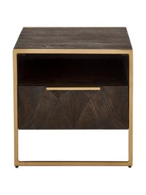Szafka nocna z litego drewna mangowego Harry, Korpus: lite drewno mangowe, laki, Drewno mangowe, odcienie złotego, S 45 x W 45 cm