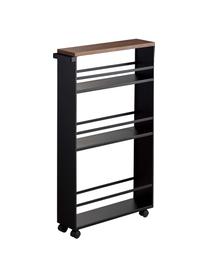 Opbergwagen Tower met handvat, Zwart, helder hout, B 48 x H 81 cm