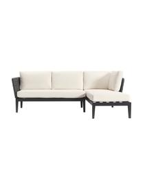 Narożna sofa ogrodowa Caline, Tapicerka: 100% poliester Dzięki tka, Stelaż: aluminium, Złamana biel, antracytowy, S 149 x G 77 cm, prawostronna