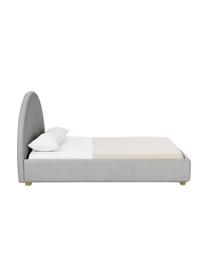 Gestoffeerd bed Ebba, Bekleding: 100% polypropyleen Met 23, Frame: massief grenenhout en pla, Poten: massief grenenhout, Geweven stof grijs, B 140 x L 200 cm