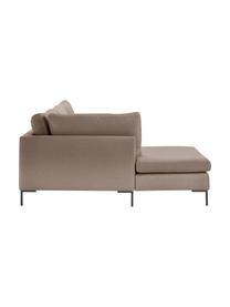 Canapé d'angle avec pieds en métal Luna, Tissu brun, larg. 280 x prof. 184 cm, méridienne à gauche