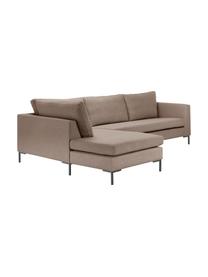 Canapé d'angle avec pieds en métal Luna, Tissu brun, larg. 280 x prof. 184 cm, méridienne à gauche