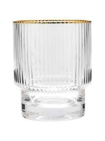 Handgefertigte Wassergläser Minna mit Rillenrelief und Goldrand, 4 Stück, Glas, mundgeblasen, Transparent mit Goldrand, Ø 8 x H 10 cm, 300 ml