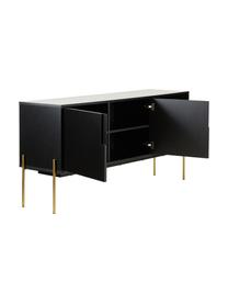 Credenza con ante Jesper, Nero, dorato, Larg. 160 x Alt. 80 cm