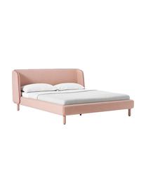 Letto imbottito Luma, Rivestimento: 100% poliestere Il rivest, Piedini: metallo, poliestere, Tessuto rosa, Larg. 140 x Lung. 200 cm
