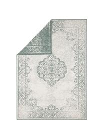 Tappeto vintage reversibile a fantasia verde/crema da interno-esterno Cebu, 100% polipropilene, Verde, bianco crema, Larg.160 x Lung. 230 cm (taglia M)