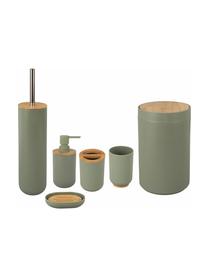 Komplet akcesoriów łazienkowych Decent, 6 elem., Szałwiowy zielony, jasne drewno naturalne, Komplet z różnymi rozmiarami