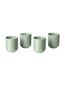 Kubek z porcelany Nessa, 4 szt., Porcelana twarda, Szałwiowy zielony, Ø 8 x W 10 cm