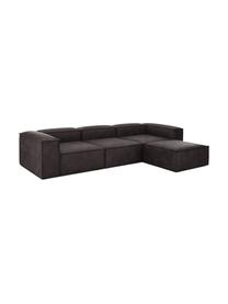 Canapé d'angle modulable 4 places en cuir recyclé avec pouf Lennon, Cuir brun-gris, larg. 327 x prof. 207 cm