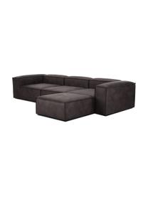 Canapé d'angle modulaire 4 places cuir recyclé avec tabouret Lennon, Cuir brun-gris, larg. 327 x prof. 207 cm