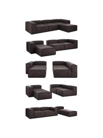 Canapé d'angle modulable 4 places en cuir recyclé avec pouf Lennon, Cuir brun-gris, larg. 327 x prof. 207 cm