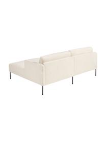 Sofa narożna z metalowymi nogami Fluente, Tapicerka: 100% poliester Dzięki tka, Stelaż: lite drewno sosnowe z cer, Nogi: metal malowany proszkowo, Kremowobiały Teddy, S 198 x G 152 cm, prawostronna