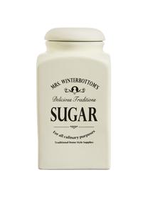 Aufbewahrungsdose Mrs Winterbottoms Sugar, Ø 11 x H 21 cm, Steingut, Cremeweiß, Schwarz, Ø 11 x H 21 cm, 1,3 L