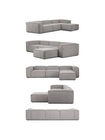 Modulares Sofa Lennon (4-Sitzer) aus Cord mit Hocker, Bezug: Cord (92% Polyester, 8% P, Gestell: Massives Kiefernholz, FSC, Füße: Kunststoff, Cord Grau, B 327 x T 207 cm
