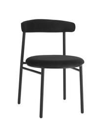Fluwelen stoelen Doggi, 2 stuks, Bekleding: 100 % polyester, Frame: gecoat metaal, Fluweel zwart, B 47 x D 50 cm