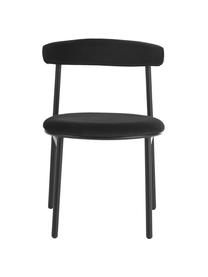 Fluwelen stoelen Doggi, 2 stuks, Bekleding: 100 % polyester, Frame: gecoat metaal, Fluweel zwart, B 47 x D 50 cm