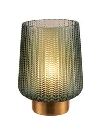 Lampada turchese portatile da tavolo a LED con funzione timer Pretty Glamour, Vetro, metallo, Turchese, dorato, Ø 19 x Alt. 26 cm