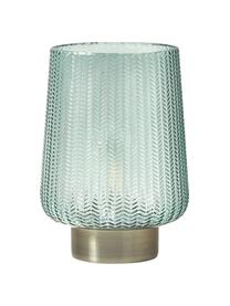 Kleine Mobile LED-Tischlampe Pretty Glamour mit Timerfunktion, Glas, Metall, Türkis, Goldfarben, Ø 19 x H 26 cm