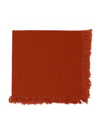 Baumwoll-Servietten Nalia in Rot mit Fransen, 2 Stück, Baumwolle, Rot, B 35 x L 35 cm