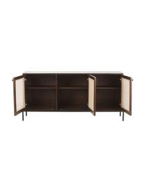 Sideboard Vienna mit Wiener Geflecht, Korpus: Massives Mangoholz, Füße: Metall, pulverbeschichtet, Mangoholz, B 165 x H 78 cm