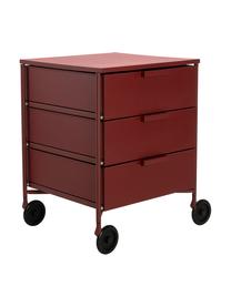 Rollcontainer Mobil mit 3 Schubladen, Thermoplastisches Technopolymer aus recyceltem Industrieausschuss, Weinrot, B 49 x H 63 cm