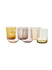 Mondgeblazen waterglazen Diseguale in verschillende kleuren en vormen, 6 stuks, Mondgeblazen glas, Meerkleurig, Ø 8 x H 10 cm, 200 ml