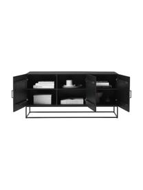 Sideboard Lyle mit Türen aus massivem Mangoholz, Korpus: Massives Mangoholz, lacki, Schwarz, B 150 x H 72 cm