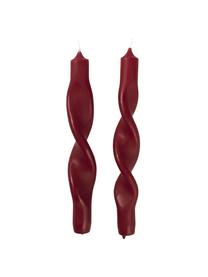 Velas cónicas Twist, 2 uds., Parafina, Rojo, Ø 2 x Al 23 cm