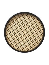Vassoio rotondo decorativo con intreccio viennese Carina, Bordo: pannello di fibra a media, Nero, Ø 30 x Alt. 3 cm