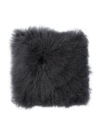Povlak na polštář z jehněčí kůže s dlouhým vlasem Ella, kudrnatý, Šedá, Š 40 cm, D 40 cm