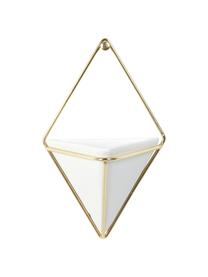 Portavaso da parete in ceramica Trigg 2 pz, Bianco, dorato, Lung. 11 x Alt. 18 cm